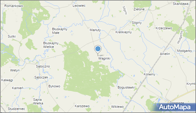 mapa Wągniki, Wągniki gmina Korsze na mapie Targeo