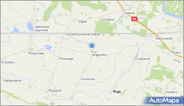 mapa Wągrodno, Wągrodno gmina Ruja na mapie Targeo