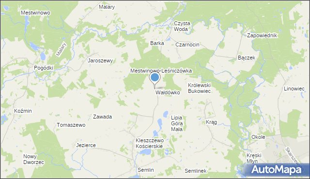mapa Wałdówko, Wałdówko gmina Zblewo na mapie Targeo
