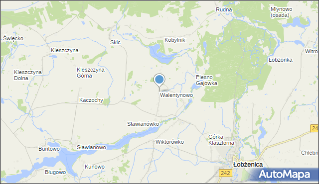 mapa Walentynowo, Walentynowo gmina Łobżenica na mapie Targeo