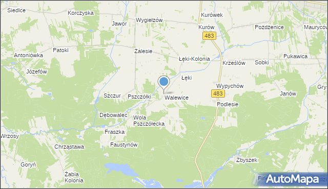 mapa Walewice, Walewice gmina Zelów na mapie Targeo