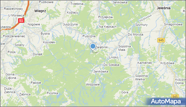 mapa Waligórka, Waligórka na mapie Targeo