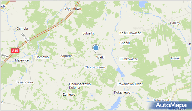 mapa Wałki, Wałki gmina Milejczyce na mapie Targeo