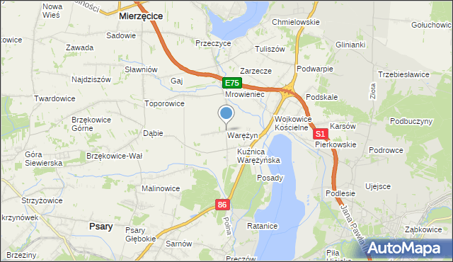 mapa Warężyn, Warężyn na mapie Targeo