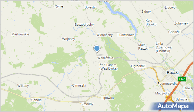 mapa Wasilówka, Wasilówka gmina Raczki na mapie Targeo