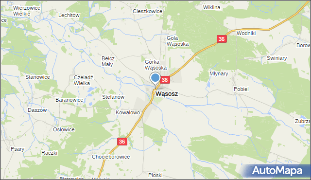 mapa Wąsosz, Wąsosz powiat górowski na mapie Targeo
