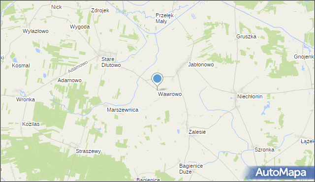 mapa Wawrowo, Wawrowo na mapie Targeo