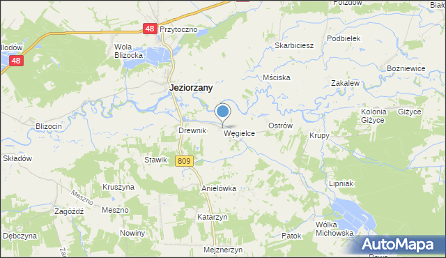 mapa Węgielce, Węgielce na mapie Targeo