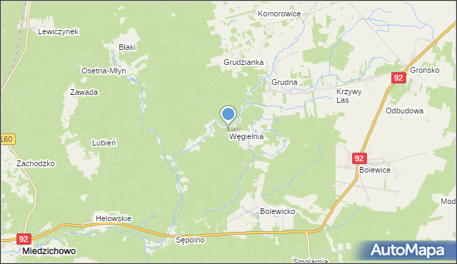 mapa Węgielnia, Węgielnia gmina Miedzichowo na mapie Targeo