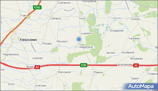 mapa Węgierskie, Węgierskie gmina Kostrzyn na mapie Targeo