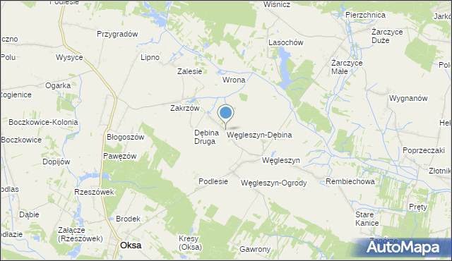 mapa Węgleszyn-Dębina, Węgleszyn-Dębina na mapie Targeo