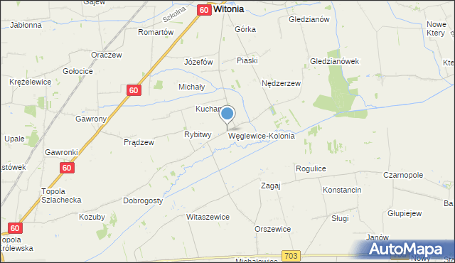 mapa Węglewice-Kolonia, Węglewice-Kolonia na mapie Targeo