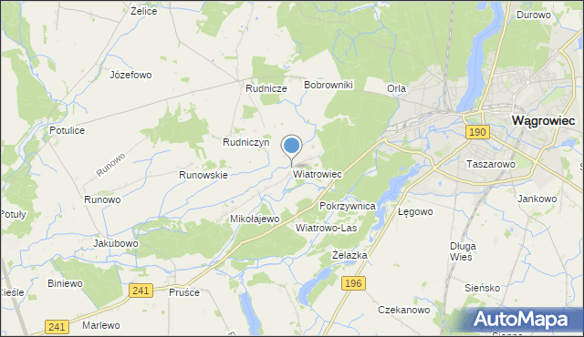 mapa Wiatrowiec, Wiatrowiec gmina Wągrowiec na mapie Targeo