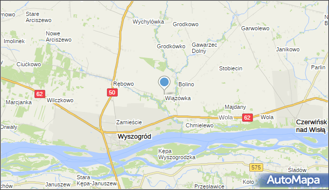 mapa Wiązówka, Wiązówka gmina Wyszogród na mapie Targeo