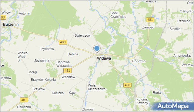 mapa Widawa, Widawa powiat łaski na mapie Targeo