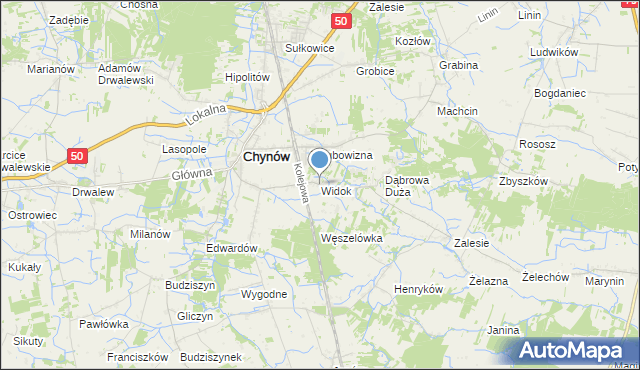 mapa Widok, Widok gmina Chynów na mapie Targeo