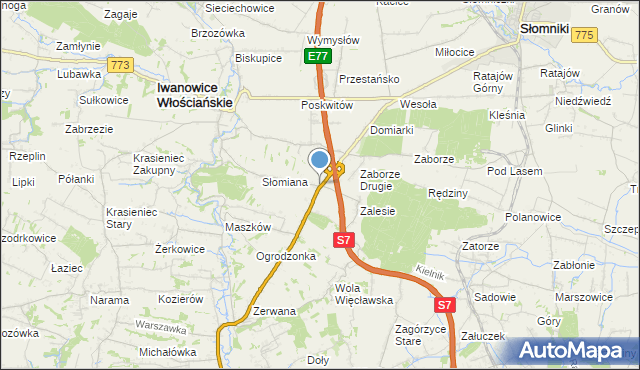 mapa Widoma, Widoma gmina Iwanowice na mapie Targeo