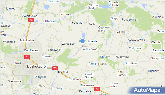 mapa Widuchowa, Widuchowa gmina Busko-Zdrój na mapie Targeo