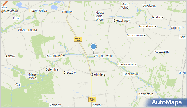 mapa Wiechnowice, Wiechnowice na mapie Targeo