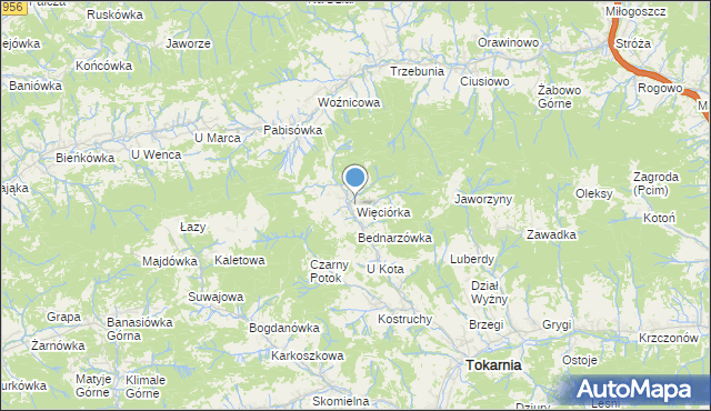 mapa Więciórka, Więciórka na mapie Targeo