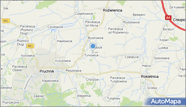 mapa Więckowice, Więckowice gmina Roźwienica na mapie Targeo