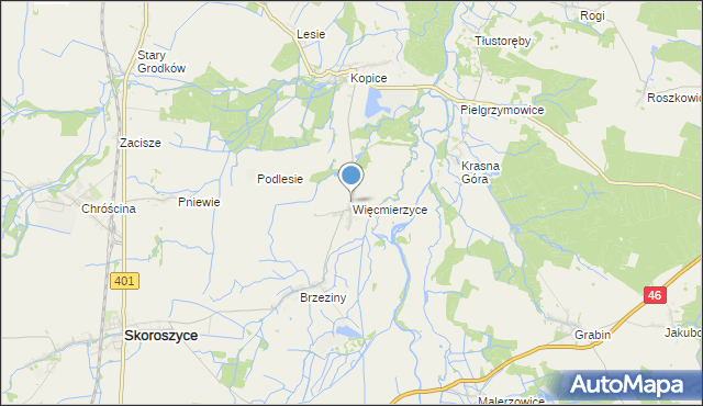 mapa Więcmierzyce, Więcmierzyce na mapie Targeo