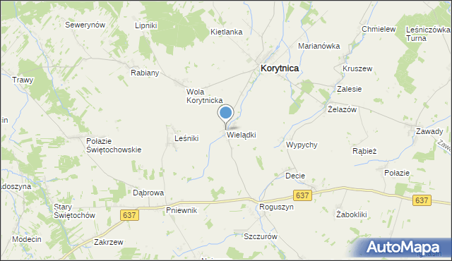 mapa Wielądki, Wielądki na mapie Targeo