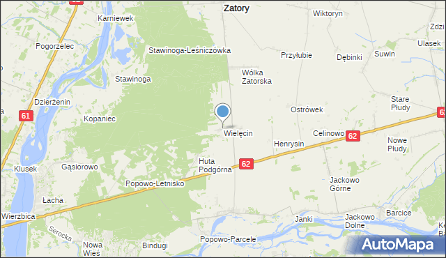 mapa Wielęcin, Wielęcin gmina Somianka na mapie Targeo