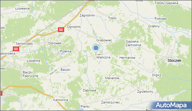 mapa Wieliczna, Wieliczna gmina Stoczek na mapie Targeo