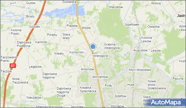 mapa Wielogóra, Wielogóra gmina Jedlińsk na mapie Targeo