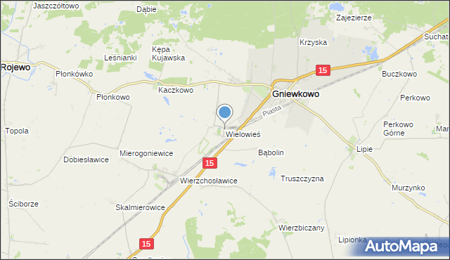 mapa Wielowieś, Wielowieś gmina Gniewkowo na mapie Targeo