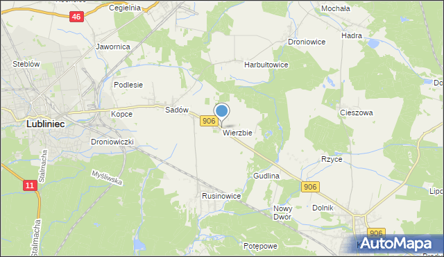 mapa Wierzbie, Wierzbie gmina Koszęcin na mapie Targeo