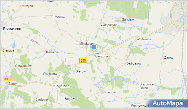 mapa Wierzbna, Wierzbna gmina Grodków na mapie Targeo