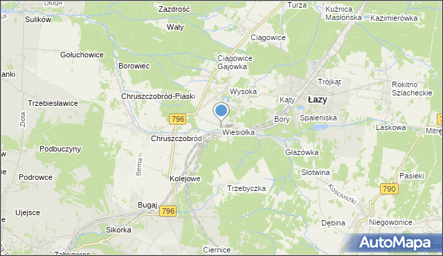 mapa Wiesiółka, Wiesiółka gmina Łazy na mapie Targeo