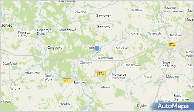 mapa Wiktorowo, Wiktorowo gmina Nasielsk na mapie Targeo