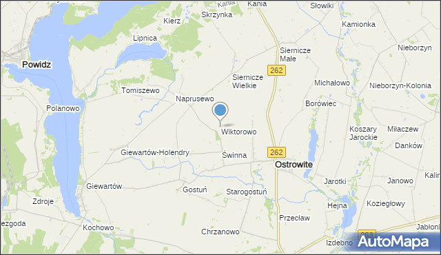 mapa Wiktorowo, Wiktorowo gmina Ostrowite na mapie Targeo