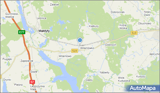 mapa Wilamówko, Wilamówko na mapie Targeo