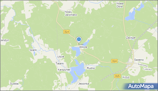 mapa Wilcze, Wilcze gmina Wolsztyn na mapie Targeo