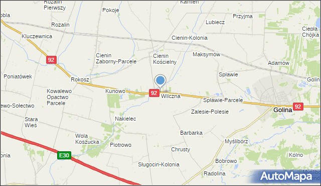 mapa Wilczna, Wilczna gmina Słupca na mapie Targeo