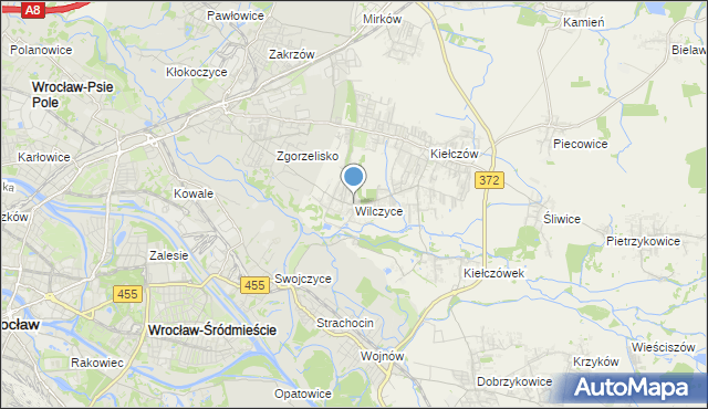 mapa Wilczyce, Wilczyce gmina Długołęka na mapie Targeo