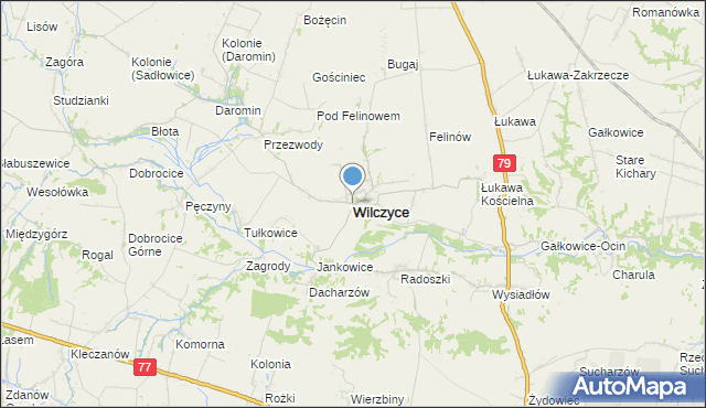 mapa Wilczyce, Wilczyce powiat sandomierski na mapie Targeo