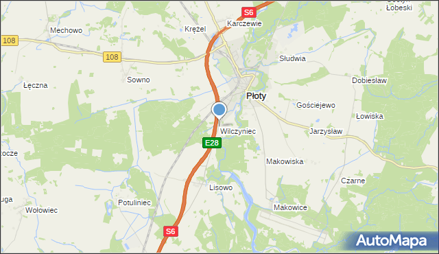 mapa Wilczyniec, Wilczyniec gmina Płoty na mapie Targeo