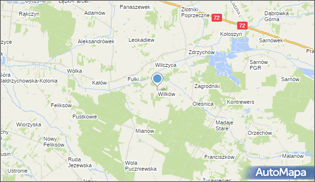 mapa Wilków, Wilków gmina Dalików na mapie Targeo