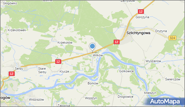 mapa Wilków, Wilków gmina Głogów na mapie Targeo