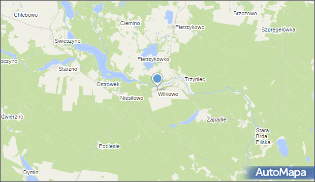 mapa Wilkowo, Wilkowo gmina Koczała na mapie Targeo