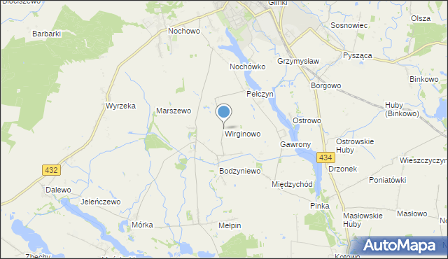 mapa Wirginowo, Wirginowo na mapie Targeo