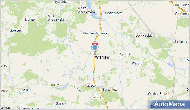 mapa Wiśniew, Wiśniew powiat siedlecki na mapie Targeo