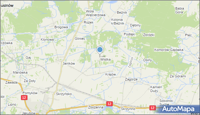 mapa Wistka, Wistka gmina Przysucha na mapie Targeo