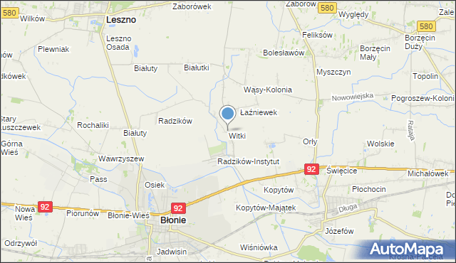 mapa Witki, Witki gmina Błonie na mapie Targeo