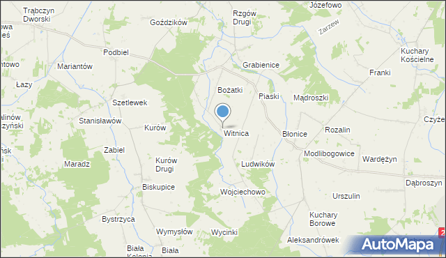 mapa Witnica, Witnica gmina Rzgów na mapie Targeo